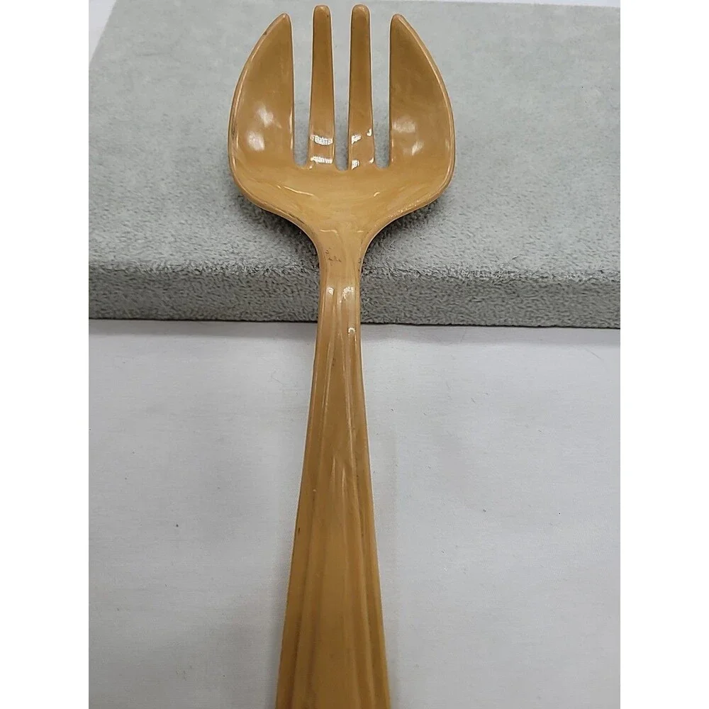 Vintage Baker lite ? Beige Marbleized Spork Imperial USA 8.5: Salad